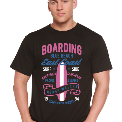 Boarding Blue Beach Men's Bamboo Viscose/Organic Cotton Short Sleeve Graphic T-Shirt