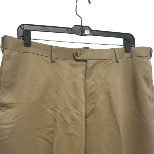 George Mens 44 X 30 Khaki Green 100% Polyester Flat Front Chino Pants