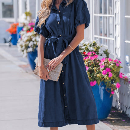 Makayla Bubble Sleeve Long Dress
