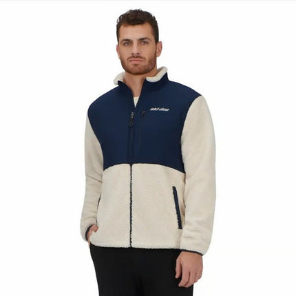New Ski-Doo Mens Size XL Navy Cream Full Zip Teddy Fleece Jacket