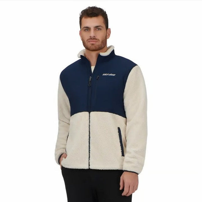 New Ski-Doo Mens Size XL Navy Cream Full Zip Teddy Fleece Jacket