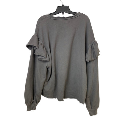 New Hand Printed Womens Small Wild Mushroom Fungalcore Boho Ruufled Sweatshirt