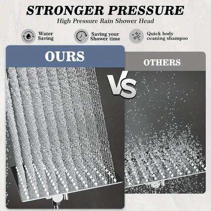 High Pressure Rainfall & Handheld Shower Head – Adjustable, Chrome/Black