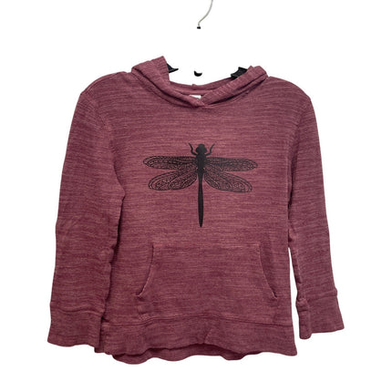 Upcycled Hand Printed Kids Medium Dragonfly Lightweight Sweatshirt Hoodie