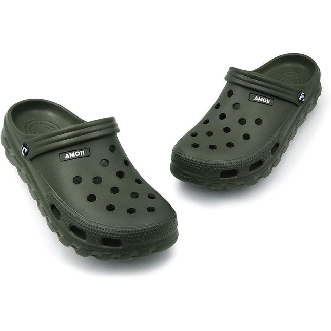 Amoji Mens Size 6 Army Green Clogs Round Toe Sandal Garden Water Shoes