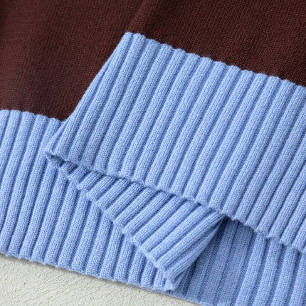 Sky Blue Stripe Striped Short Sleeve Round Neck Casual Knit Top