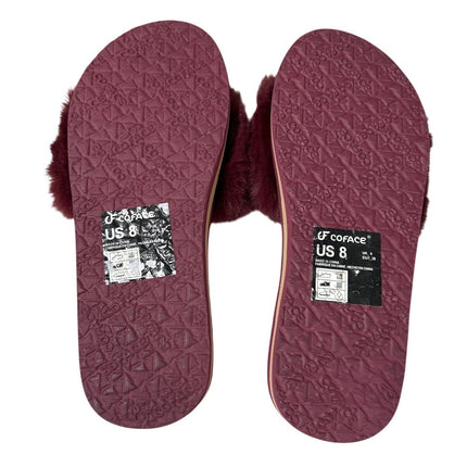 Coface Womens Size 8 Magenta Pink Slide On Fuzzy Flip Flop House Slippers
