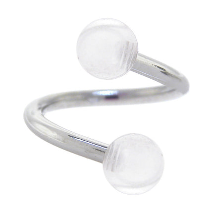 Spiral Twister GLACIER ILLUSION Belly Button Ring - 5mm Balls