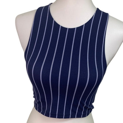 New American Eagle Womens Small Navy Blue Striped Athletic Sports Bra Top