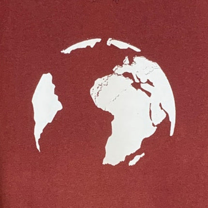 Upcycled Hand Printed Mens Medium Red Save Planet Earth Crew Neck Sweatshirt
