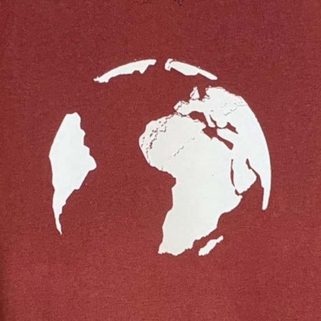 Upcycled Hand Printed Mens Medium Red Save Planet Earth Crew Neck Sweatshirt