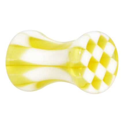 6G Acrylic Yellow and White Checker Saddle Plug