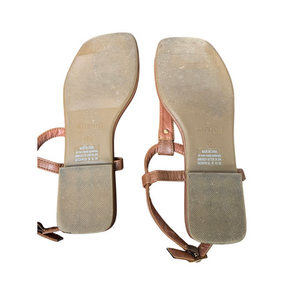 Dream Pairs Womens Size 8.5 Brown T Strap Sandal Flip Flop Square Toe Shoes