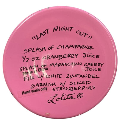 Lolita Last Night Out Bachelorette Cocktail Recipe Collectible Wine Glass