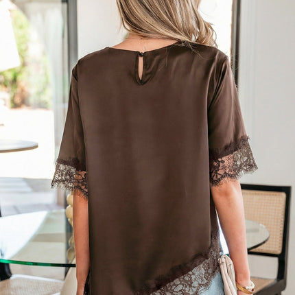Saige Short Sleeve Satin Top