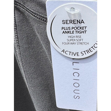 NWT New Yogalicious Womens Size 1X Serena Gray Ankle Stretch Leggings w Pockets