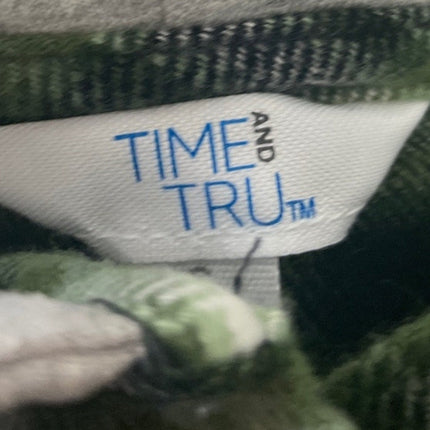 New Time and Tru Womens XXL Long Sleeve Plaid Flannel Cotton Blend Hoodie