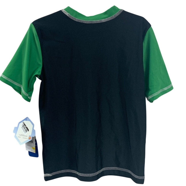 NWT New Minecraft Creeper Boys XS PolySpandex UPF 50+ Short Sleeve Swim Shirt