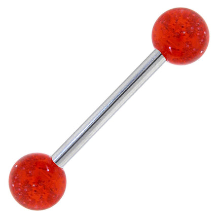 Ruby Red GLITTER Barbell Tongue Ring