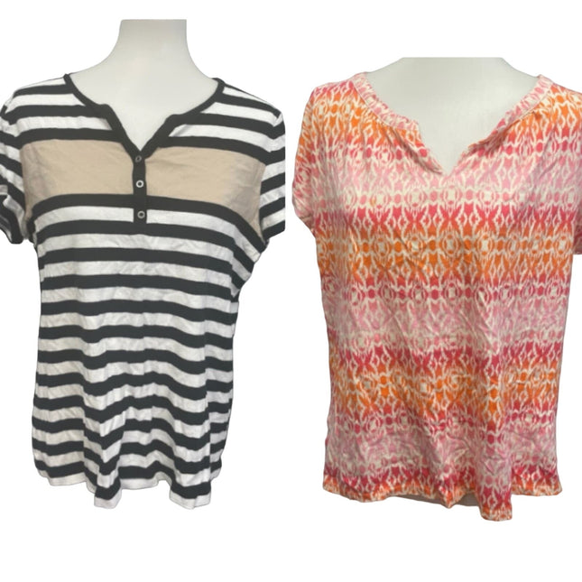 Lot of 2 Croft & Barrow St Johns Bay Womens XL Short Sleeve Cotton Blend Tops