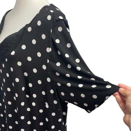 Avenue Womens Plus Size 26 Half Sleeve Black White Polka Dot Sheath Dress
