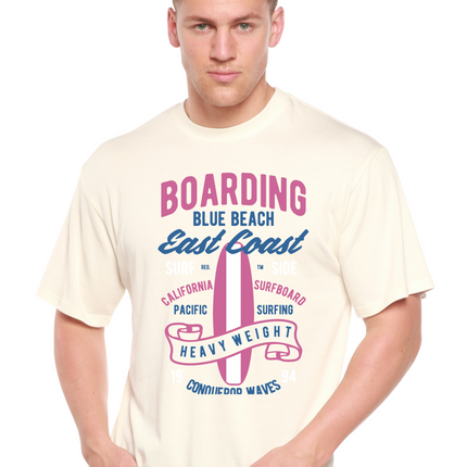 Boarding Blue Beach Men's Bamboo Viscose/Organic Cotton Short Sleeve Graphic T-Shirt