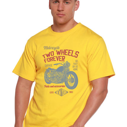 Two Wheels Forever Men's Bamboo Viscose/Organic Cotton Short Sleeve Graphic T-Shirt