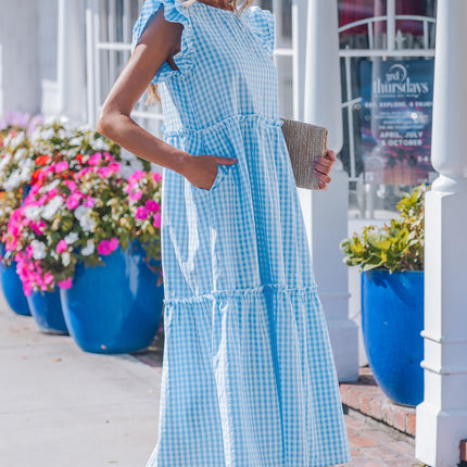 Deborah Sleeve Gingham Maxi Dress