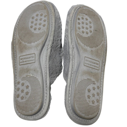 Snug Leaves Womens Size 9-10 Gray Slippers Slip On Fluffy Round Toe House shoes