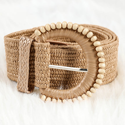 Kylie Beaded Straw Woven Belt