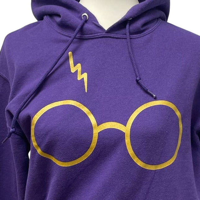 Harry Potter Womens Small Gold Glasses Purple Cotton Blend Hoodie Sweatshirt