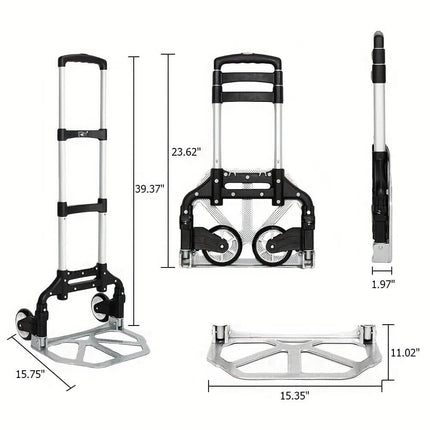 Folding Aluminum Hand Cart & Dolly – 165 lb Capacity | Lightweight & Portable