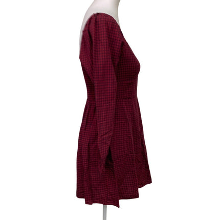 New American Eagle Womens Small 100% Cotton Long Sleeve Plaid Dress