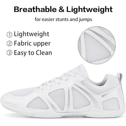Cadidl Womens Size 5.5 White Cheer Sneakers Lace Up Round Toe Low Top Shoes