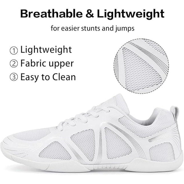 Cadidl Womens Size 5.5 White Cheer Sneakers Lace Up Round Toe Low Top Shoes