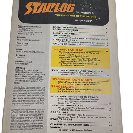 Vintage May 1977 Starlog The Magazine of the Future #5 UFO Episode Guide