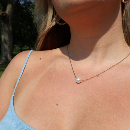 Stainless Steel Chain Necklace Minimalist Pearl Pendant Necklace