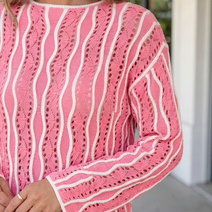 Jaida Cotton Pullover Sweater Long Sleeve Top