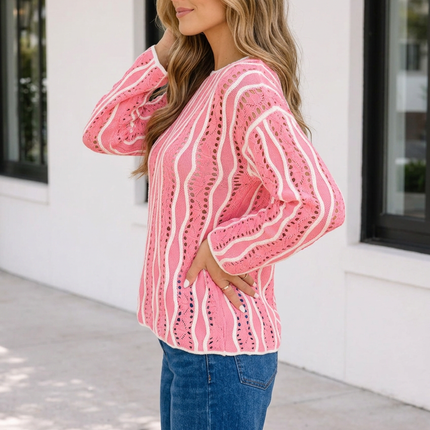 Jaida Cotton Pullover Sweater Long Sleeve Top