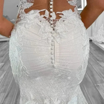 Boho Mermaid Wedding Dresses for Women  Open Back V-Neck Lace Spaghetti Strap Bridal Gown Vestidos De Novia Customized