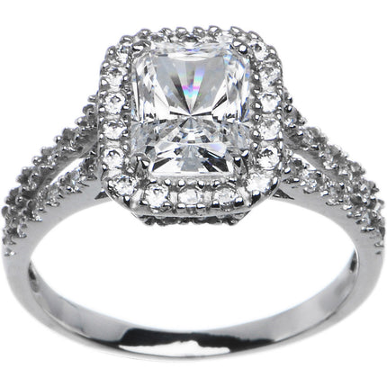 Sterling Silver Emerald Cubic Zirconia Ring -2.25 ct tw