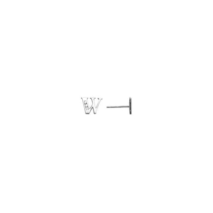 14k White Gold CZ Initial W Stud Earrings