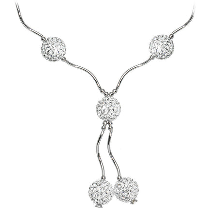 Sterling Silver Clear Crystal Ball Drop Necklace