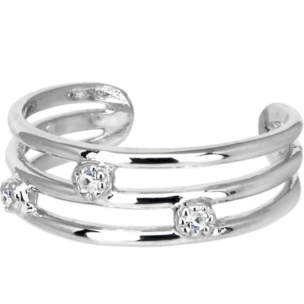 Solid 14k White Gold .03 Carat Genuine Diamond Toe Ring