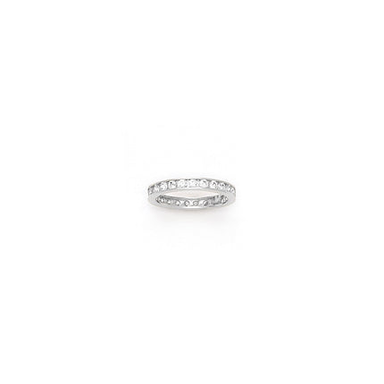 Solid 14k White Gold Cubic Zirconia Eternity Toe Ring - Size 4.5