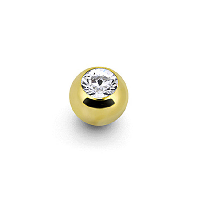 Solid 14K Yellow Gold CZ Replacement Ball 3mm - 16G