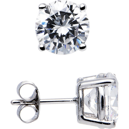 Sterling Silver 1.90 ct Basket-Set Cubic Zirconia Stud Earrings