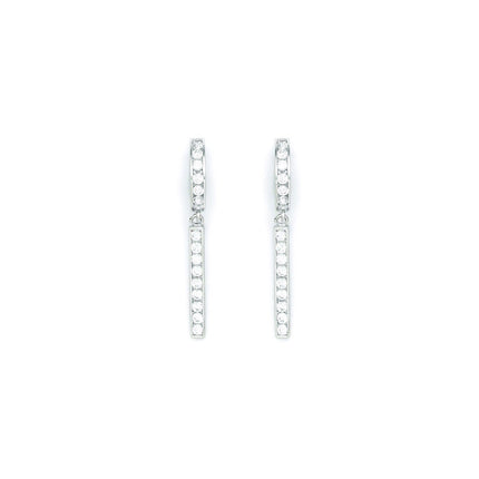 Sterling Silver Classic CZ Drop Huggy Earrings