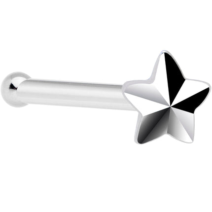 Solid 14K White Gold Raised Star Nose Bone