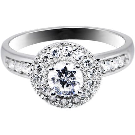 Sterling Silver Round Cubic Zirconia Ring -.80 ct tw